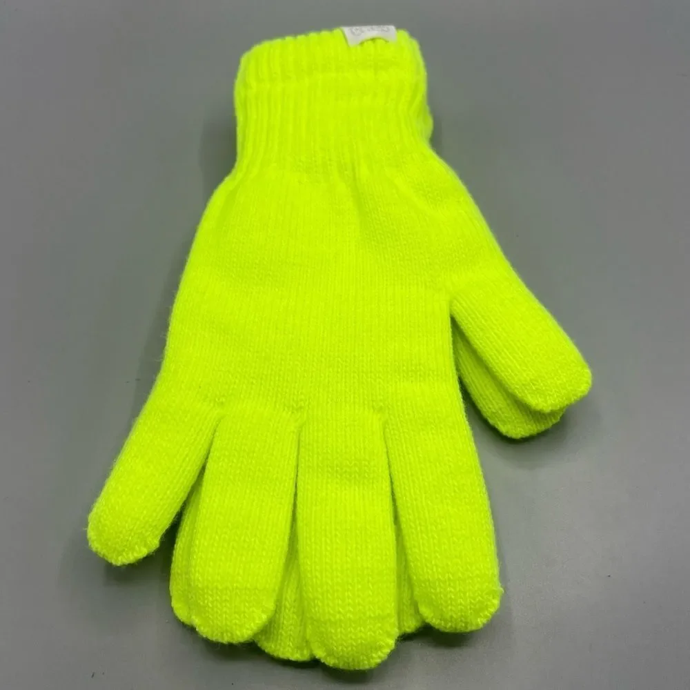 Women’s Neon Green Knit Gloves